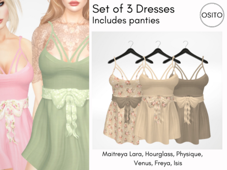 Second Life Marketplace - OSITO Betty Dress and Panties Cream - Set of